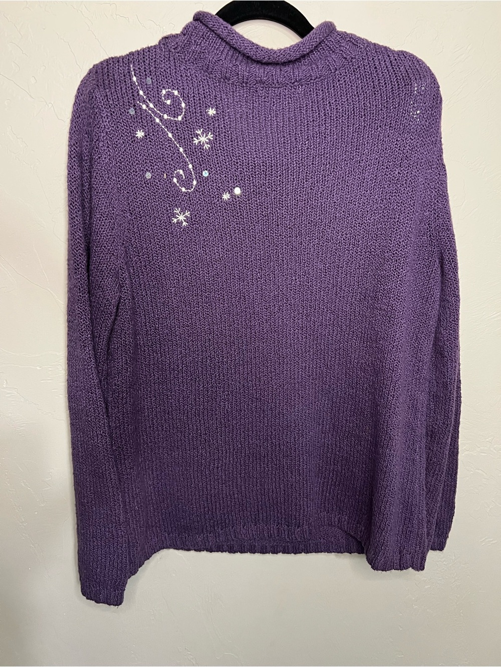 Christopher & Banks Vintage 90s Y2K Purple Snowman Embroidered Holiday Sweater - Picture 6 of 8